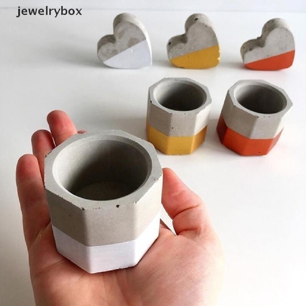 (jewelrybox) Cetakan Pot Bunga / Semen Bentuk Geometri Bahan Silikon