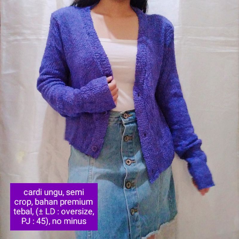 NEW STOCK‼️THRIFT Cardigan Vest Rajut Premium Pastel Kepang Cable Branded Academia Ketupat Argyle Murah-cardi ungu tebal