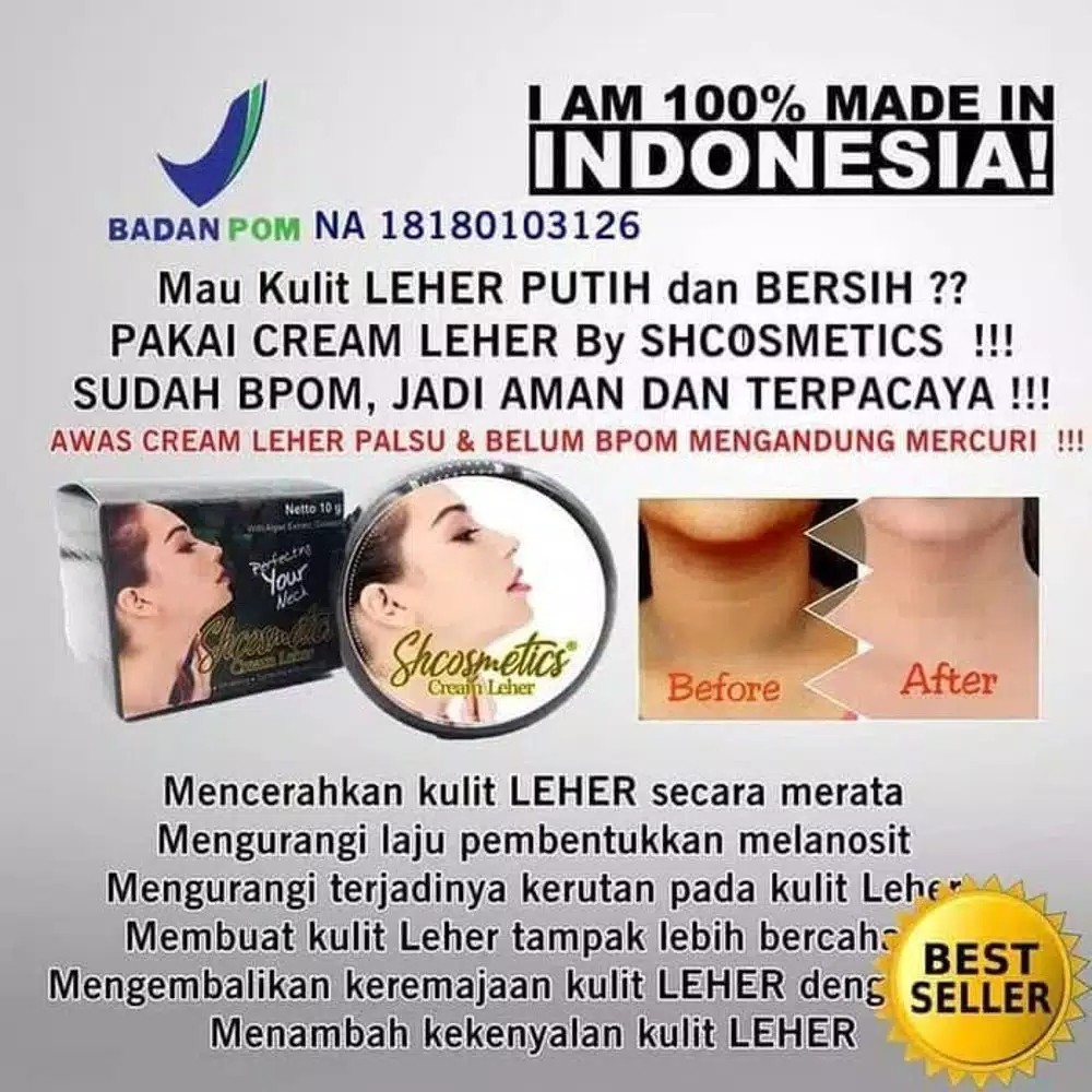 ❤ ORIGINAL ❤ Cream Pemutih Leher Bpom SH COSMETIC Dus Hitam Krim with Algae Extract &amp; collagen