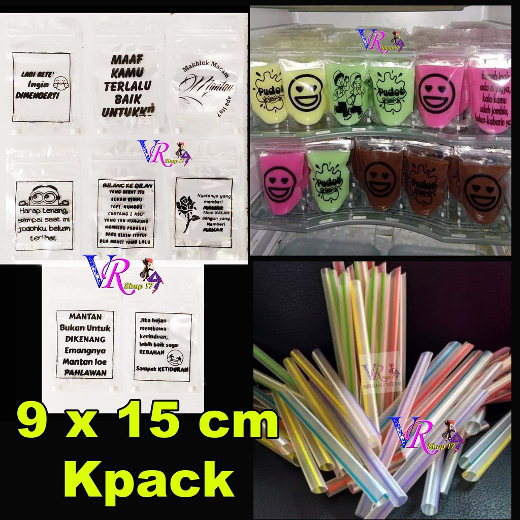 Standing Pouch Kemasan Kpack Pudot + Sedotan Boba Uk 9x15