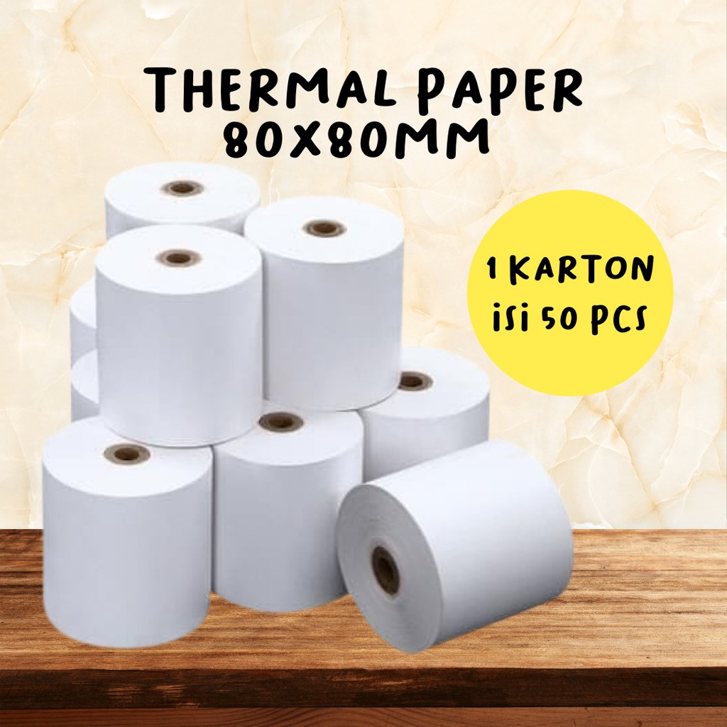 

Kertas Struk Kasir Paper Roll Termal 1 karton 50 roll uk 80x80mm