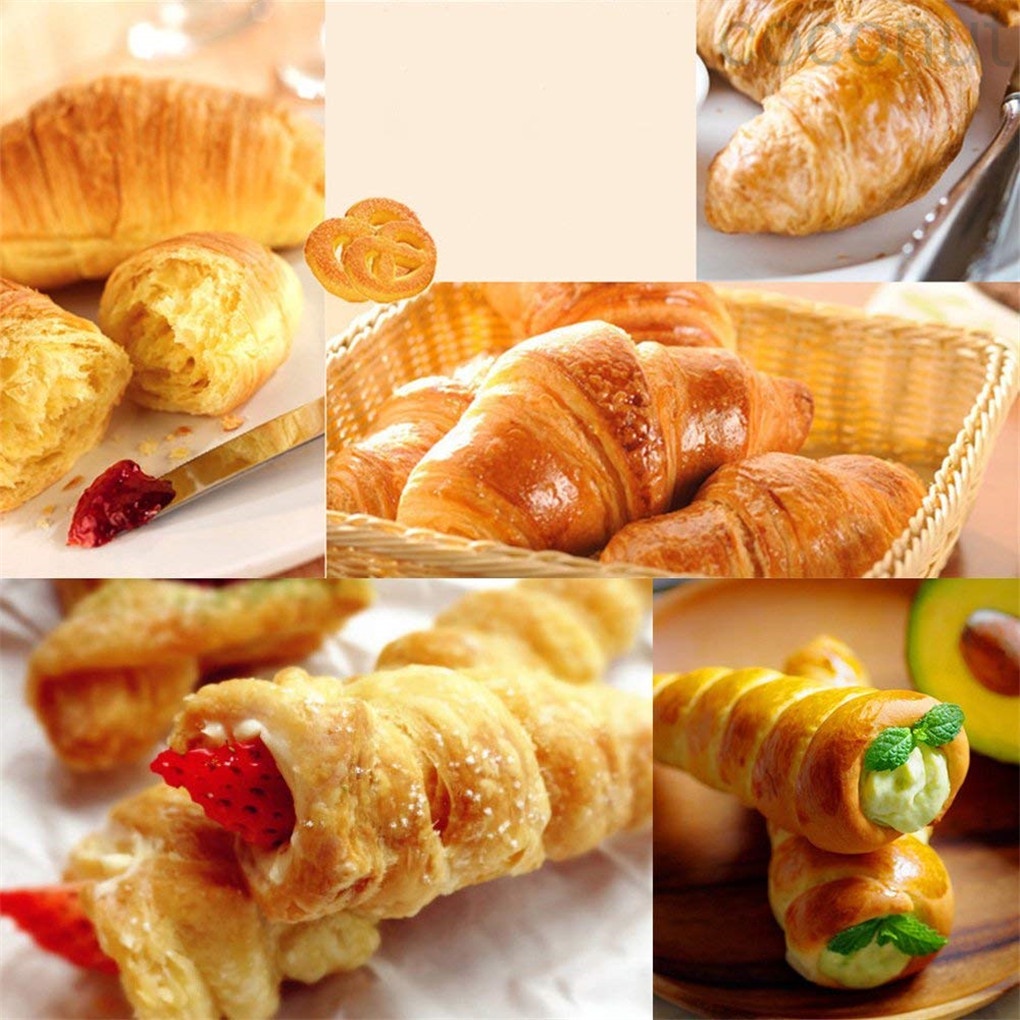 Cream Horn Molds Stainless Steel Pastry Croissant Cones Conical Roll Horn Form Baking Cone Moulds 16pcs Molds 1pc Brush coconut.id