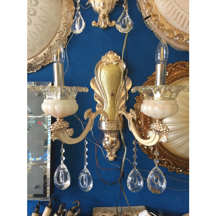 LAMPU DINDING/HIAS/DEKOR/CLASIC/KLASIK 2 LAMPU BATU ONYX