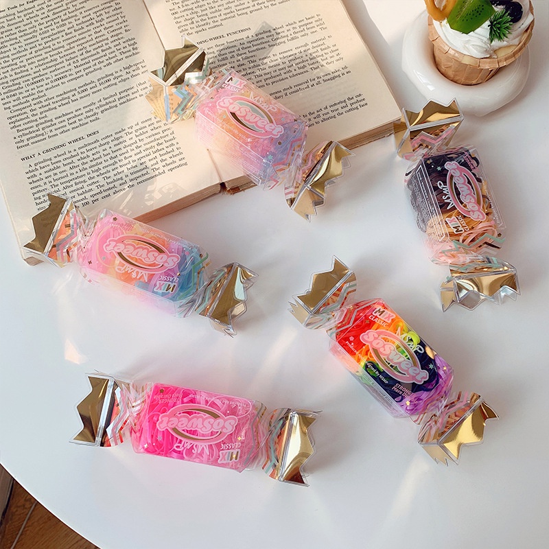 1 Set Ikat Rambut Karet Elastis Warna Permen Gaya Korea Untuk Anak