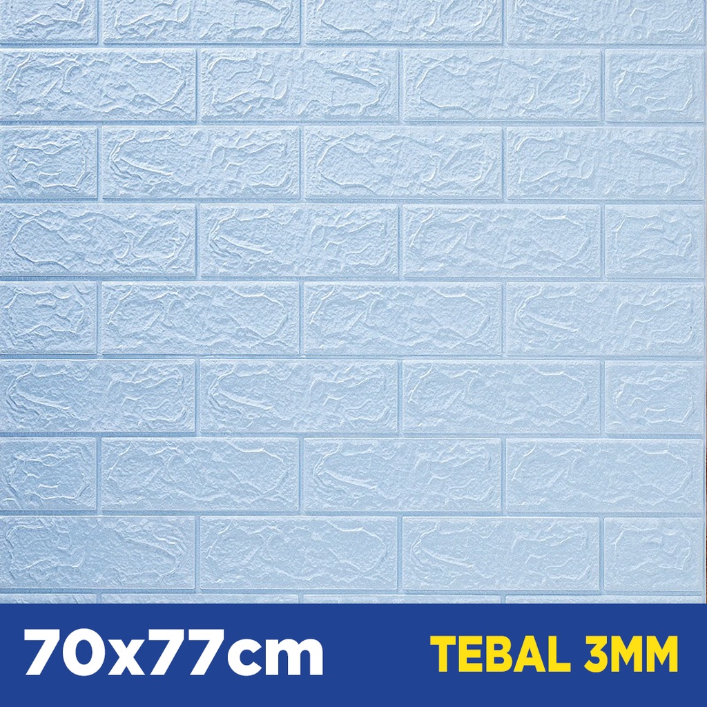 Wallpaper Dingding 3D Foam Motif Batu Bata 70 x 77 CM Dekorasi Dinding Kamar  Murah-ZW7-3L BIRU