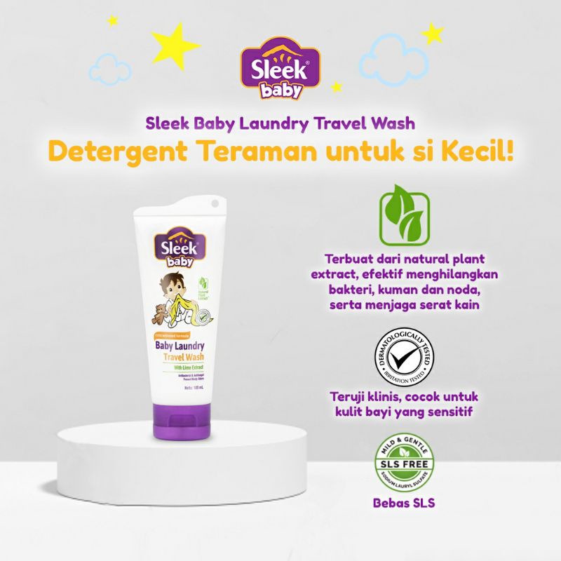 SLEEK Baby Laundry Detergent 500ml 450ml Travel Wash 100ml | Sabun Cuci Baju Bayi | Detergen Pakaian Bayi