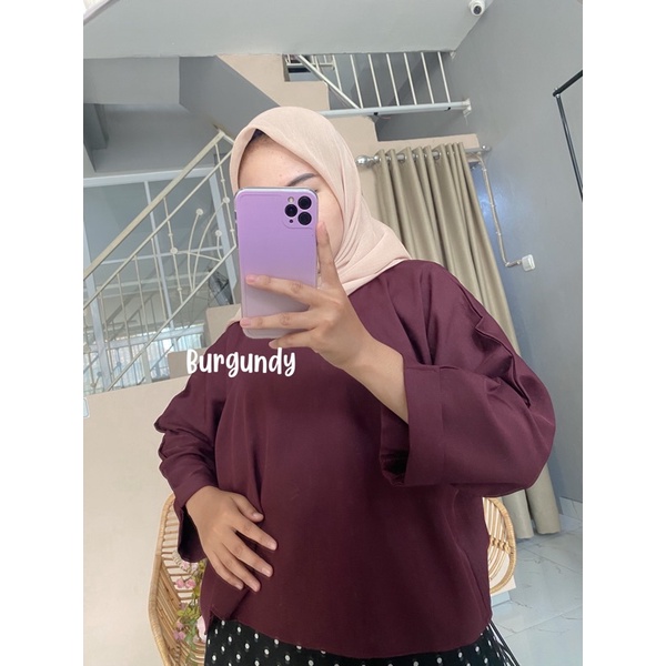 daniella crop top // atasan lucu // baju atasan wanita // luna crop top // stacy crop top-Burgundy (SH)