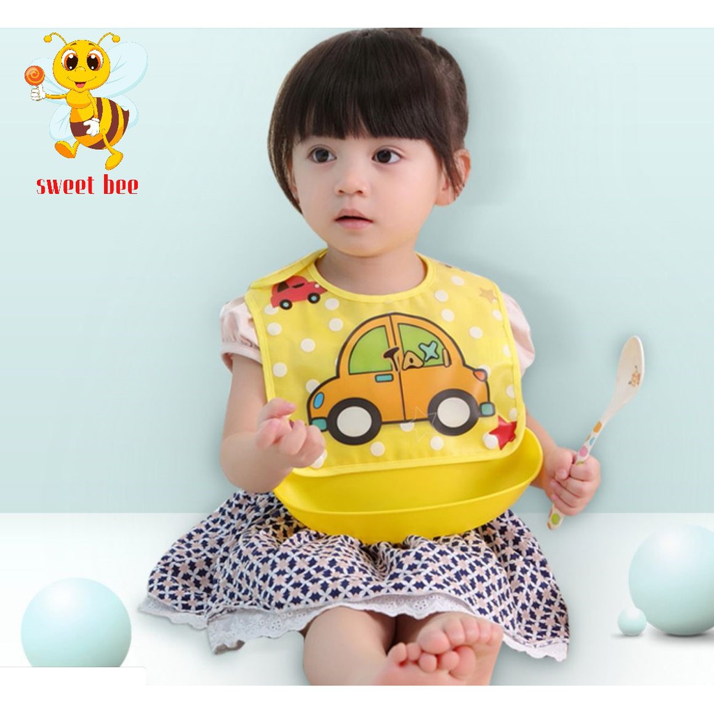 Celemek Makan Bayi Bahan Karet Baby Bib Slaber Baby Burb-sweet bee #drpstore