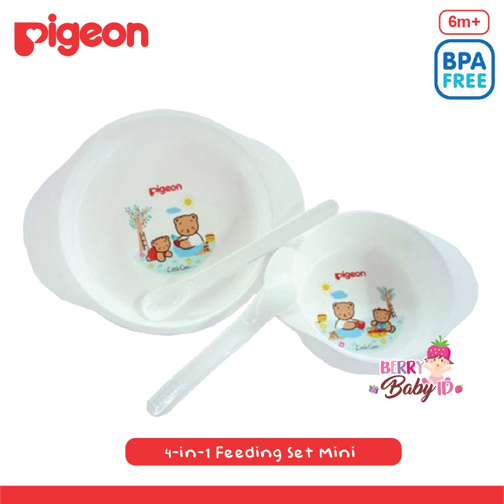 Pigeon 4-in-1 Feeding Set Mini Paket Perlengkapan Makan Kado Bayi 6m+ Berry Mart