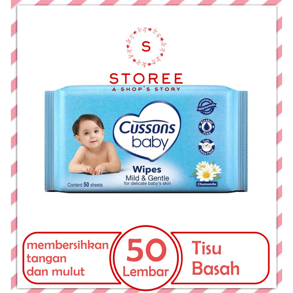 Cussons wet Wipes/Tisu Basah Tangan & Mulut isi 50 Cussons Hand and Mouth Baby Wipes Mild & Gentle
