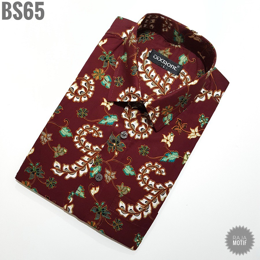 Kemeja Batik Pria Lengan Pendek BS65 Katun Motif Modern Dixmont Semi Slim Fit Premium