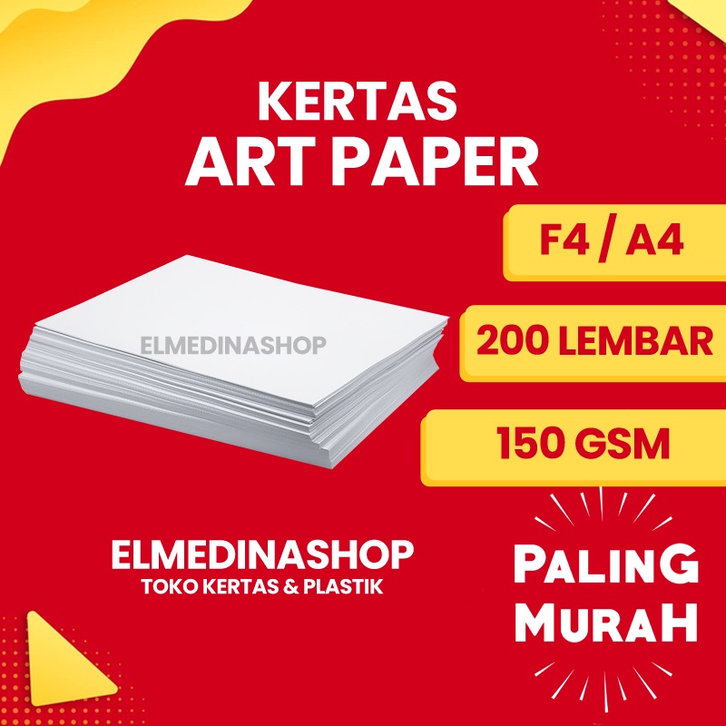

200 Lembar Kertas Art Paper 150 Gsm F4 & A4 Artpaper Glossy Dua Sisi - AP150