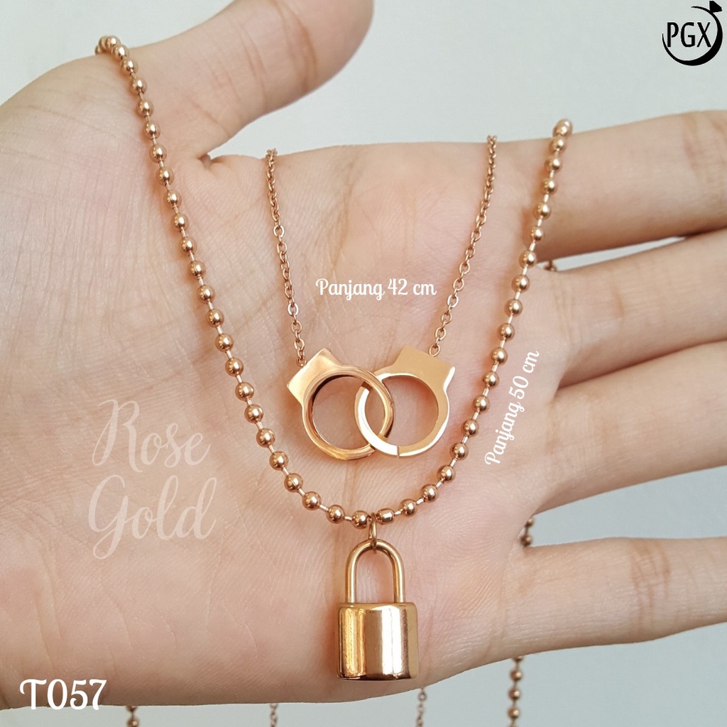 PGX Kalung Titanium Wanita Anti Karat Aksesoris Fashion Perhiasan Premium - T057
