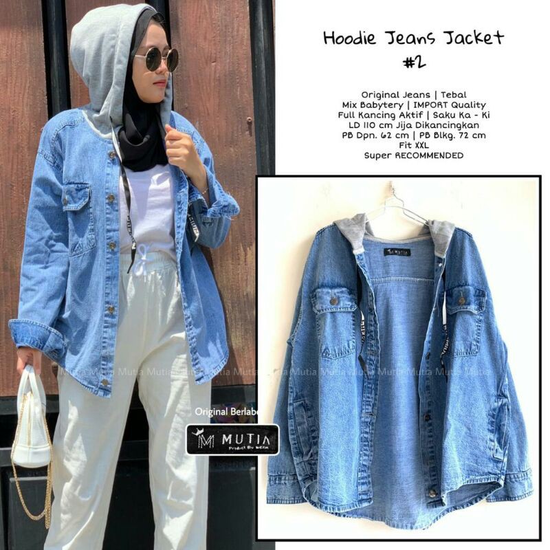 Jaket Jeans Cewek Wanita Hoodie #2