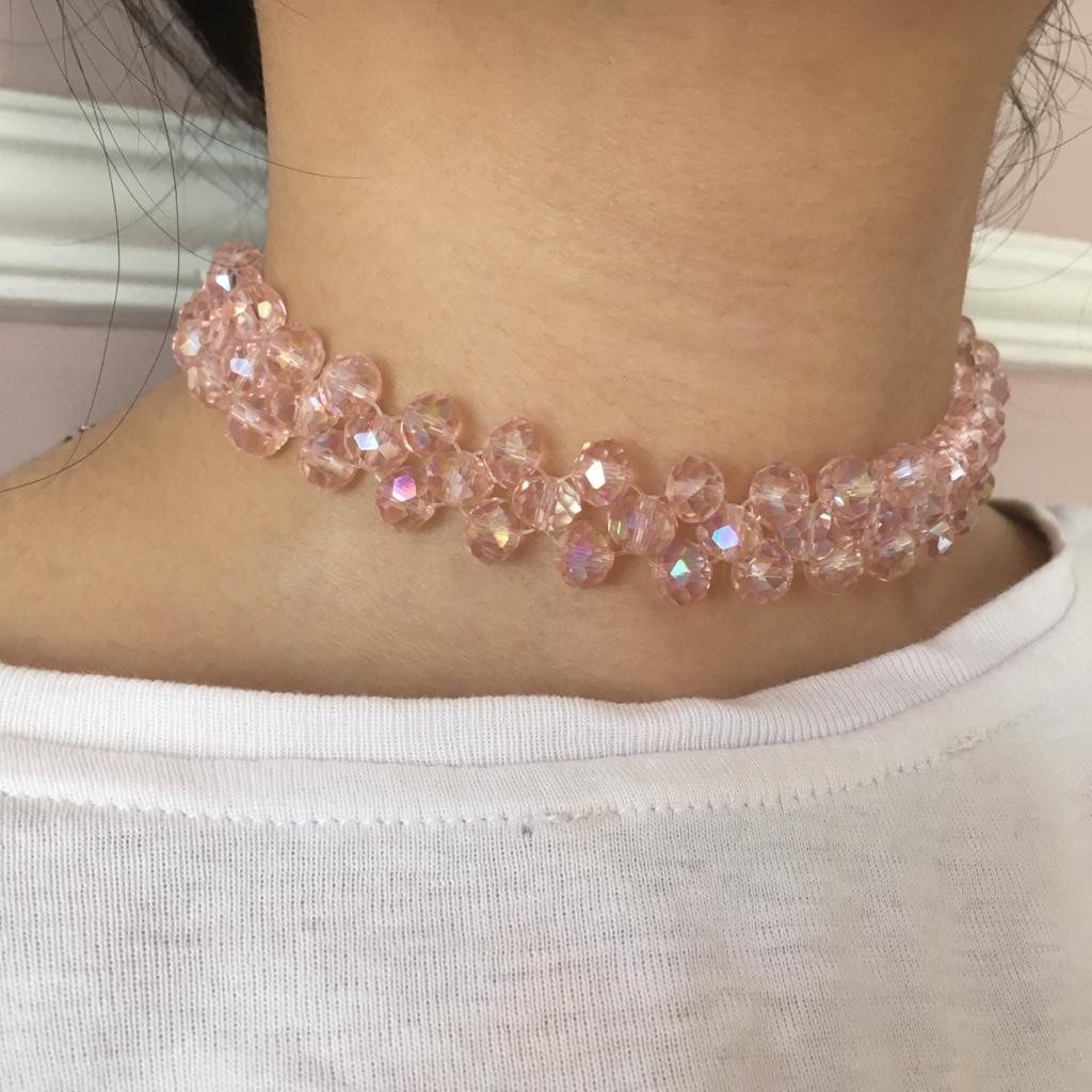 1 Set Choker Kristal/ Kalung + Gelang Choker Crystal/Necklace Crystal Choker