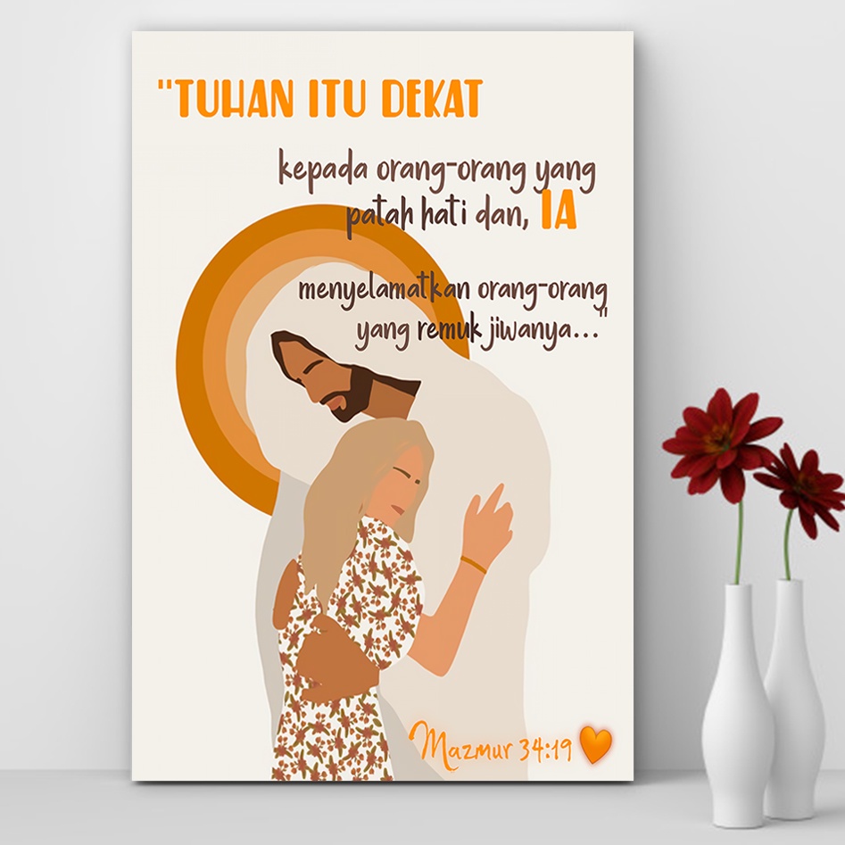 poster kayu kata bijak kutipan ayat alkitab mazmur 34 : 19 wall decor nasrani kristen / katolik