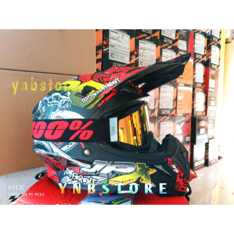 Helm JPX Cross Fox1 X16 Ular Cobra Black Doff Plus Kacamata Goggle 100 | Jpx Snake Mamba