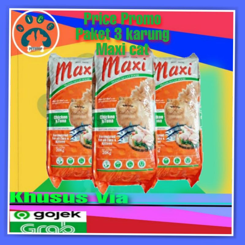 Maxi Cat 20 kg Paket 3 Karung Price Promo