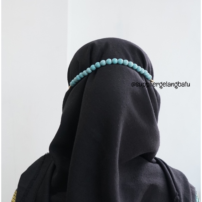 PROMO konektor masker batu hijab BLUE PHYRUS pirus biru strap mask