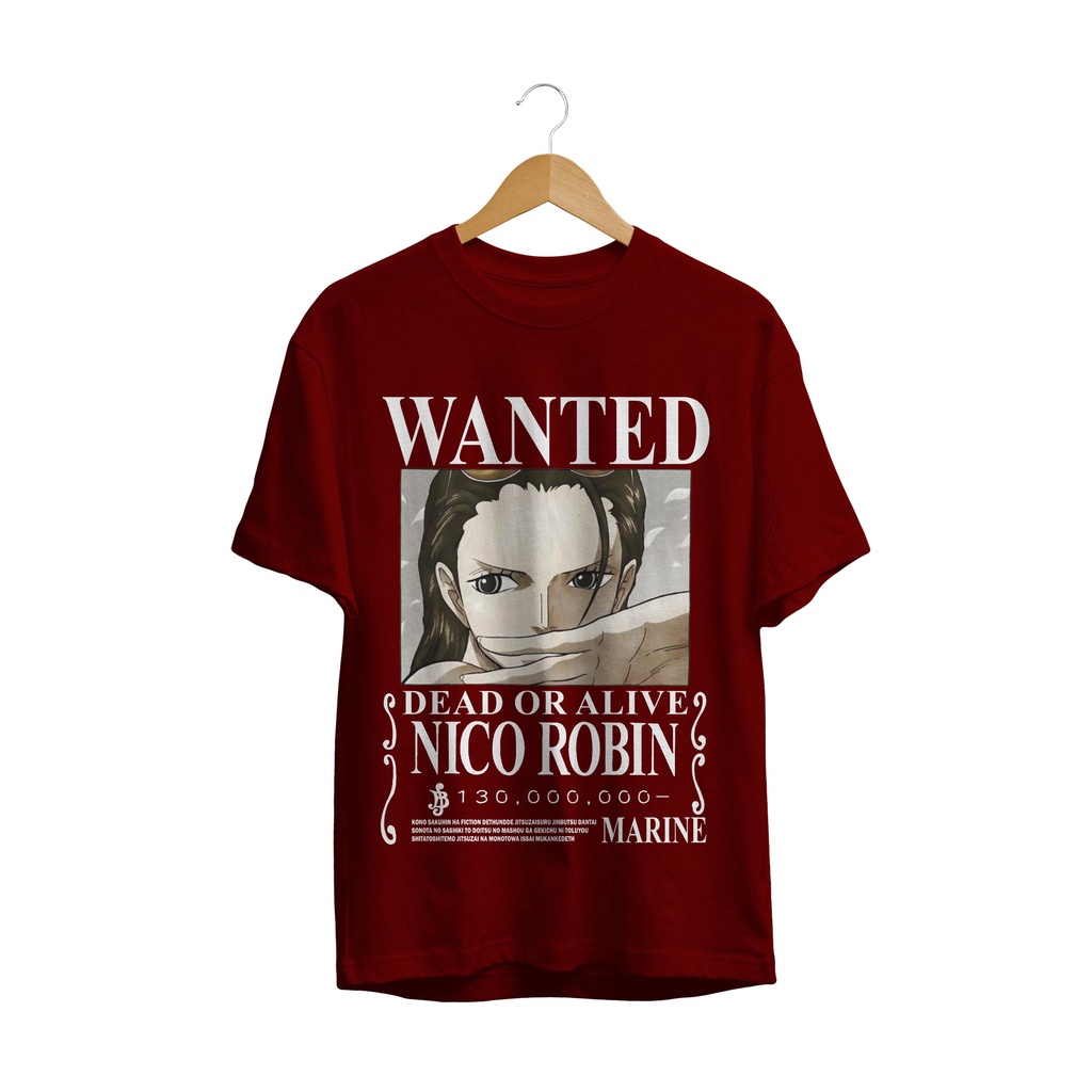 T-SHIRT BAJU ANIME ONE PIECE WANTED NICO ROBIN