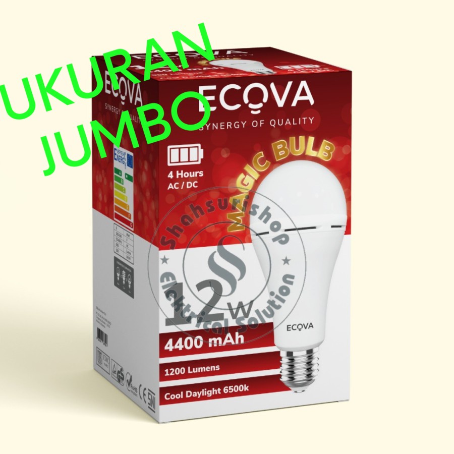 ECOVA MAGIC BULB 12W 12 WATT EMERGENCY LAMP LAMPU CAS BERGARANSI