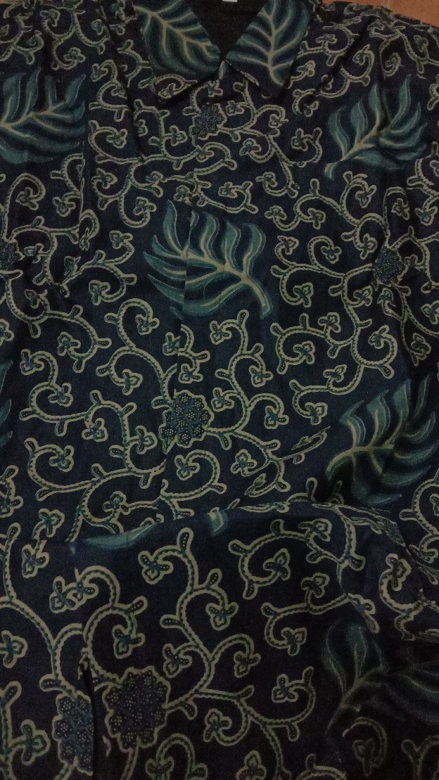 Batik Pria Lengan Panjang Pendek Lapis Furing Akar Navy Batik Solo