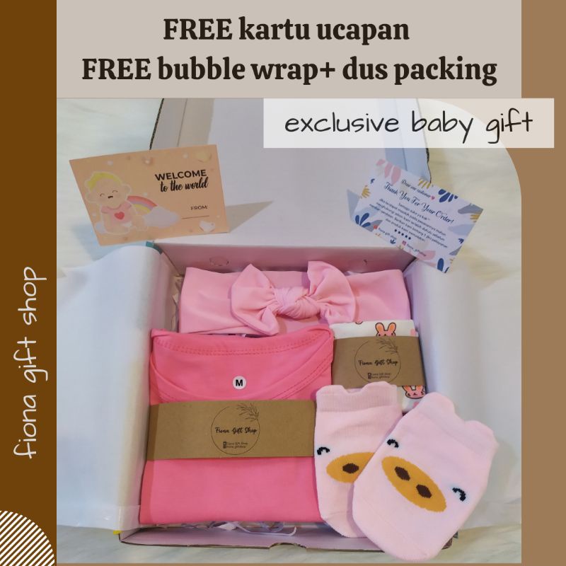 Kado bayi|hampers bayi|parcel bayi|baby gift set|kado lahiran bayi perempuan set jumper girl polos bandana