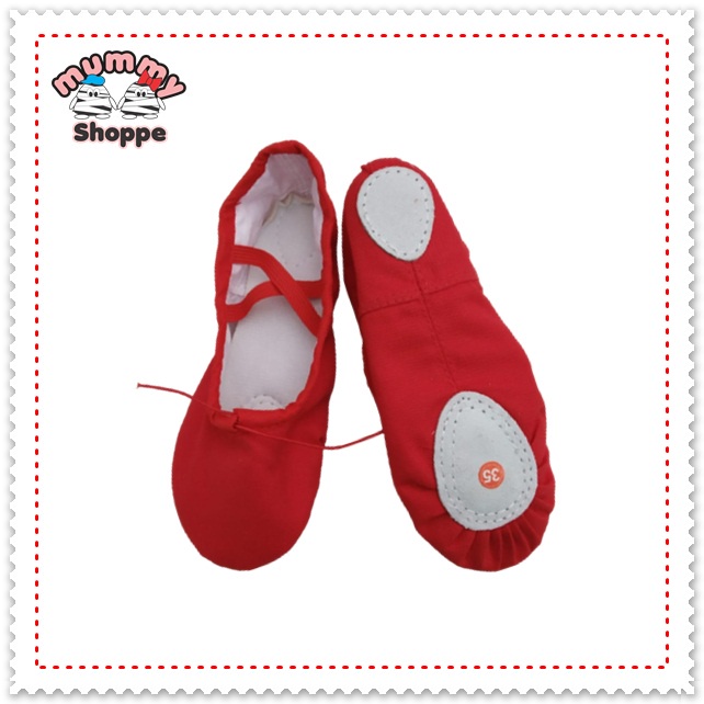 Sepatu balet anak warna PUTIH - MERAH / sepatu menari yoga / ballerina shoes