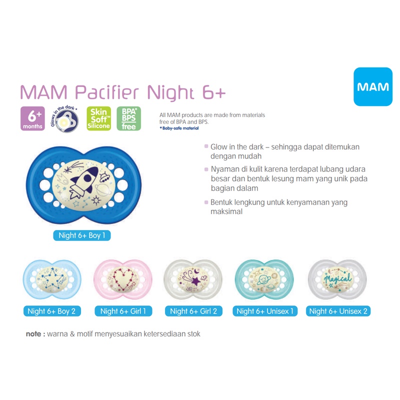 MAM Pacifier Original Air Night Empeng Susu Ibu Dot Anak Bayi Soother - ALD