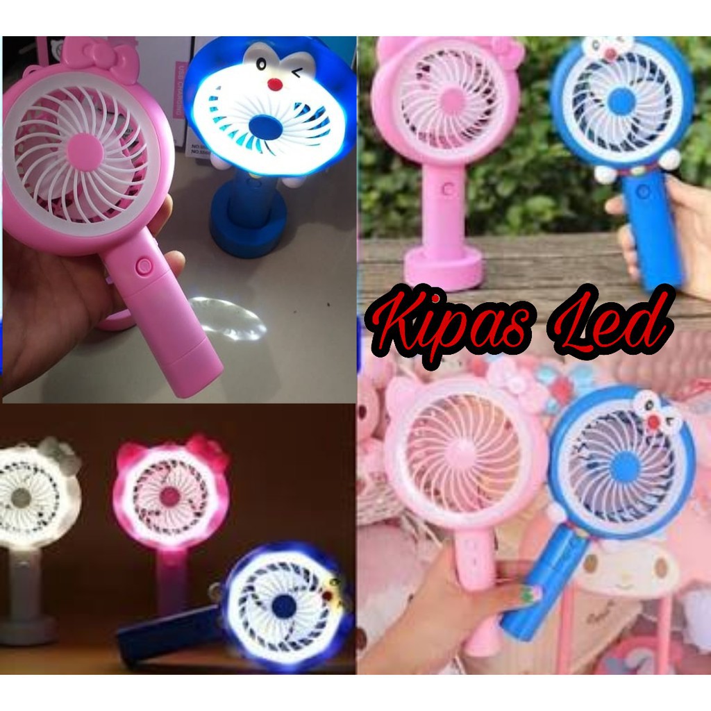 Kipas Genggam LED Karakter Hellokitty Doraemon USB Mini Fan