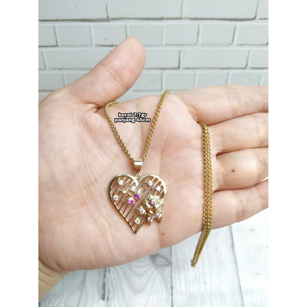 KALUNG LIONTIN LOVE MATA WARNA PERAK ASLI S925 KODE CD098