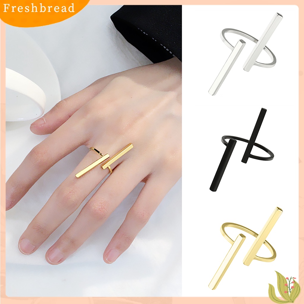 [Fresh] Cincin Terbuka Model Geometri Bar Adjustable untuk Pria / Wanita