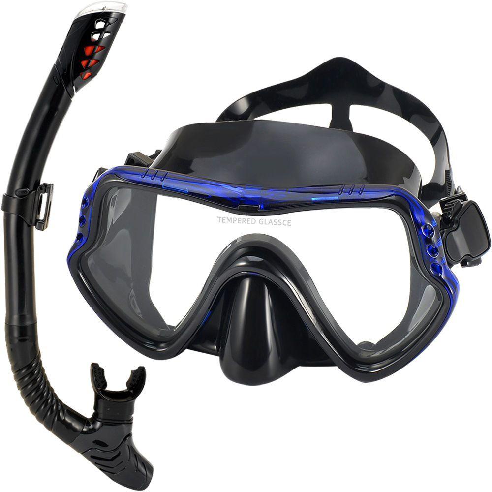 Masker Diving Agustina Profesional Unisex Peralatan Kolam Renang Underwater Anti Kabut Snorkel Set Diving Mask Snorkel Set