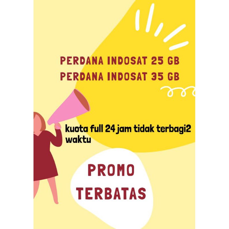 Perdana Indosat Kuota 25 GB & 35 GB full 24 Jam