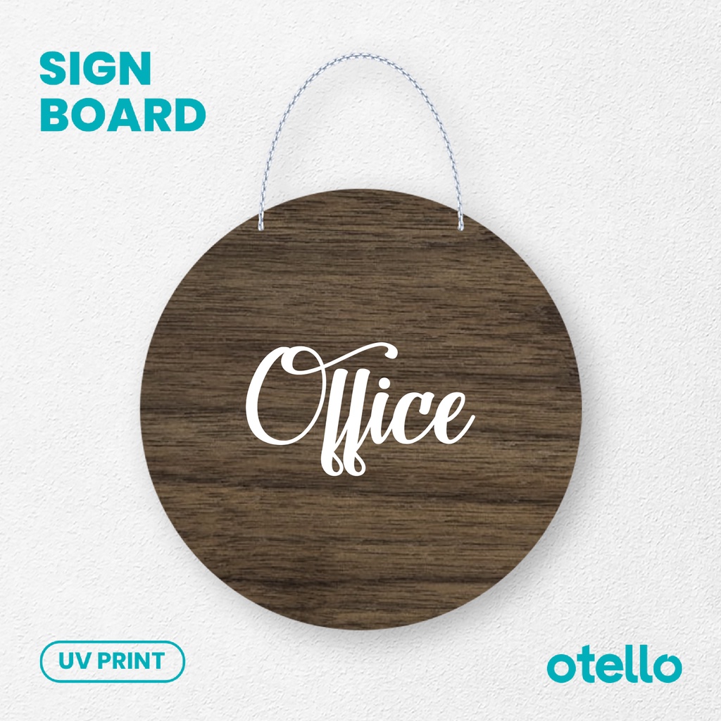 Otello - Papan Tulisan Office Signage Kayu Wooden Papan Nama Ruangan Gantung Room Sign Board