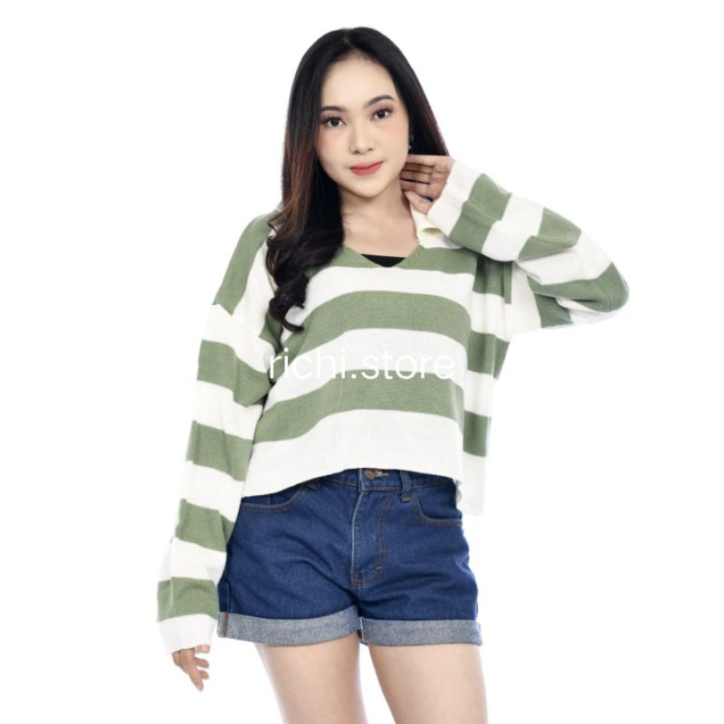 CROP TOP RAJUT ATASAN BLOUSE WANITA LIDYA OVER SIZE DANIRA