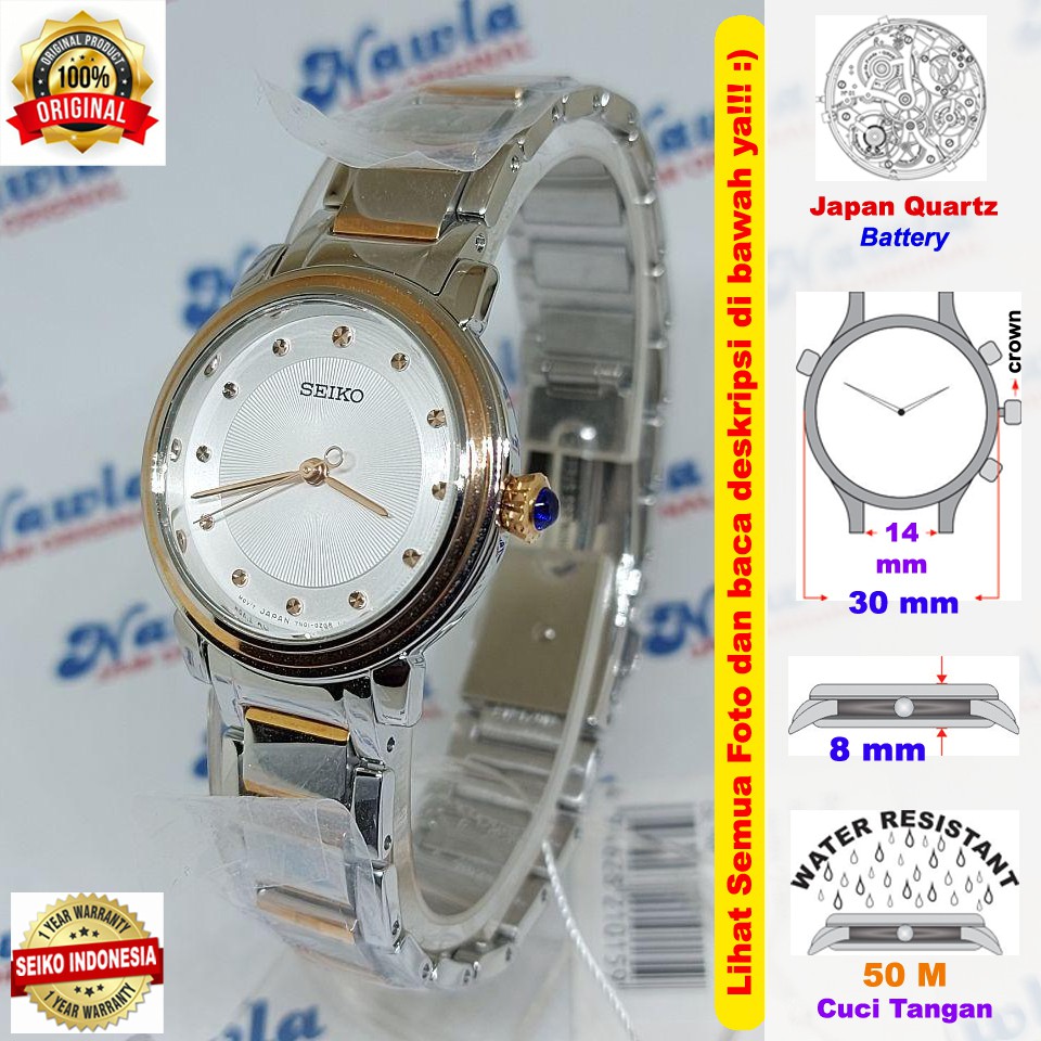 Seiko Ladies SRZ480P1 Silver Rose Gold - Jam Tangan Wanita SRZ480