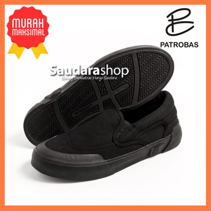 Sepatu Patrobas Cloud SLIPON Allblack / Patrobas Cloud SlipOn Allblack