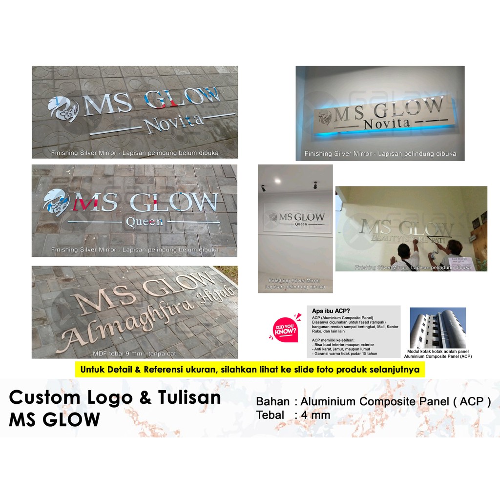 Logo & Tulisan MS GLOW - nama toko /dekorasi toko