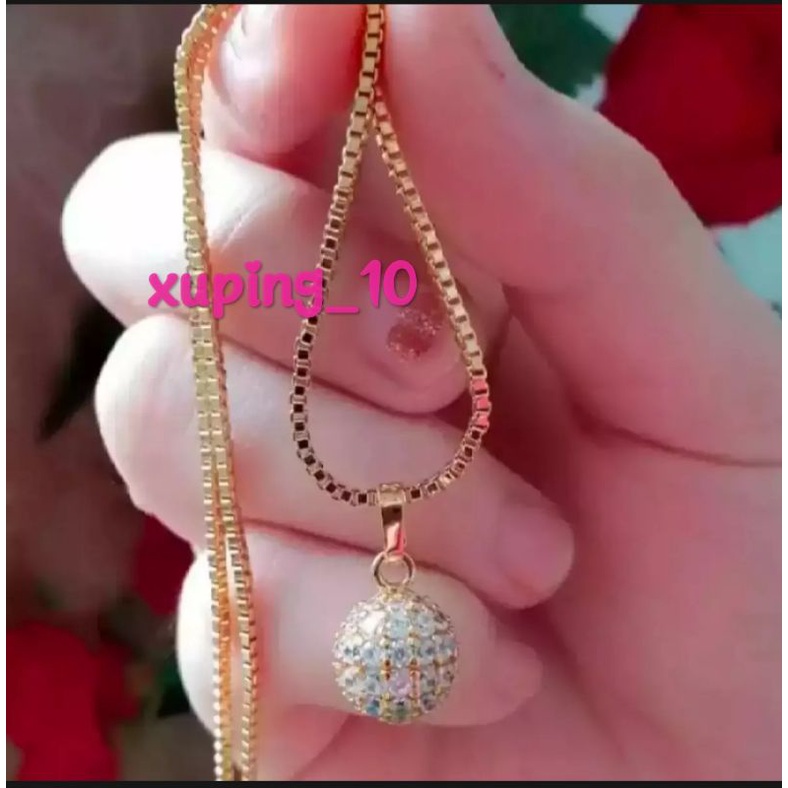 Perhiasan Xuping Kalung + Liontin Bermotif Bola Cantik