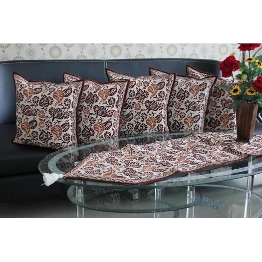 Sarung Bantal Sofa - Sarung Bantal Kursi Set Batik Sirih Coklat