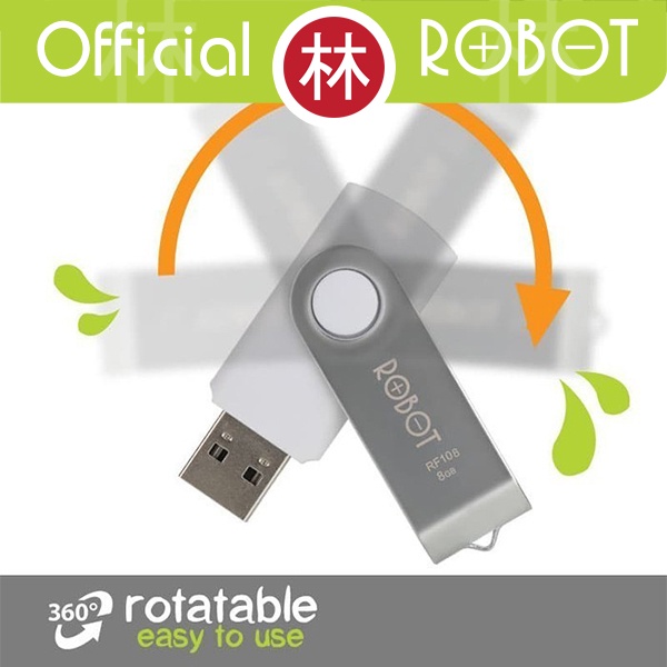 Robot RF108 Flashdisk (8GB) Rotatable USB with Package ORI