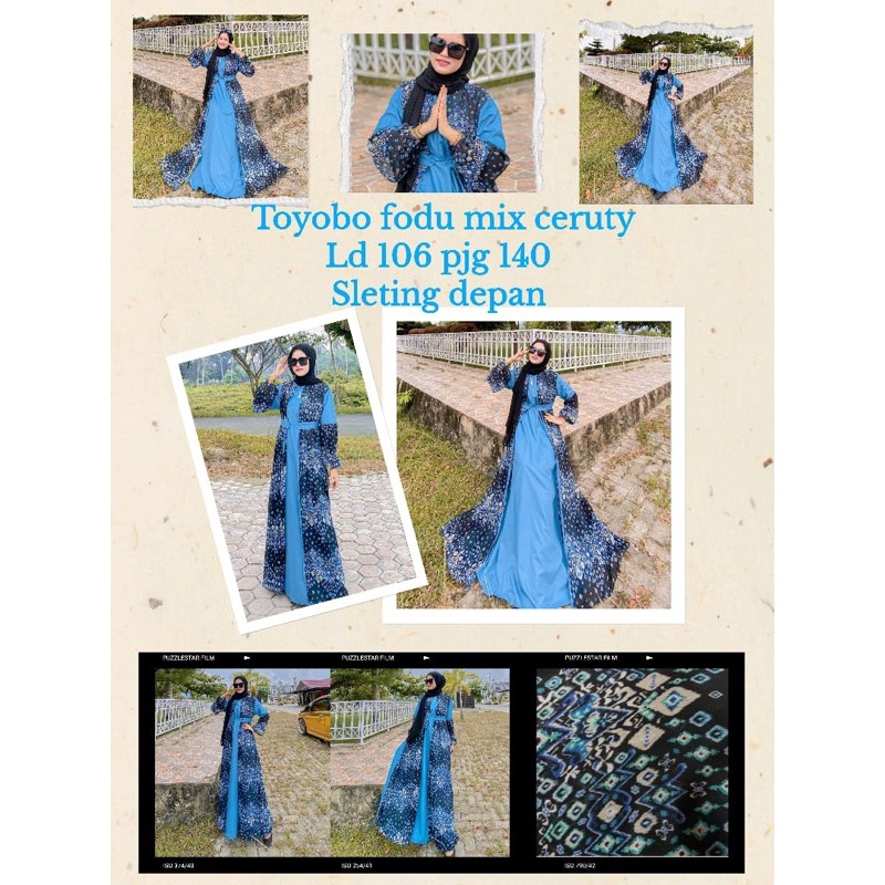 New Maxidress Gamis Etnik Tosca biru