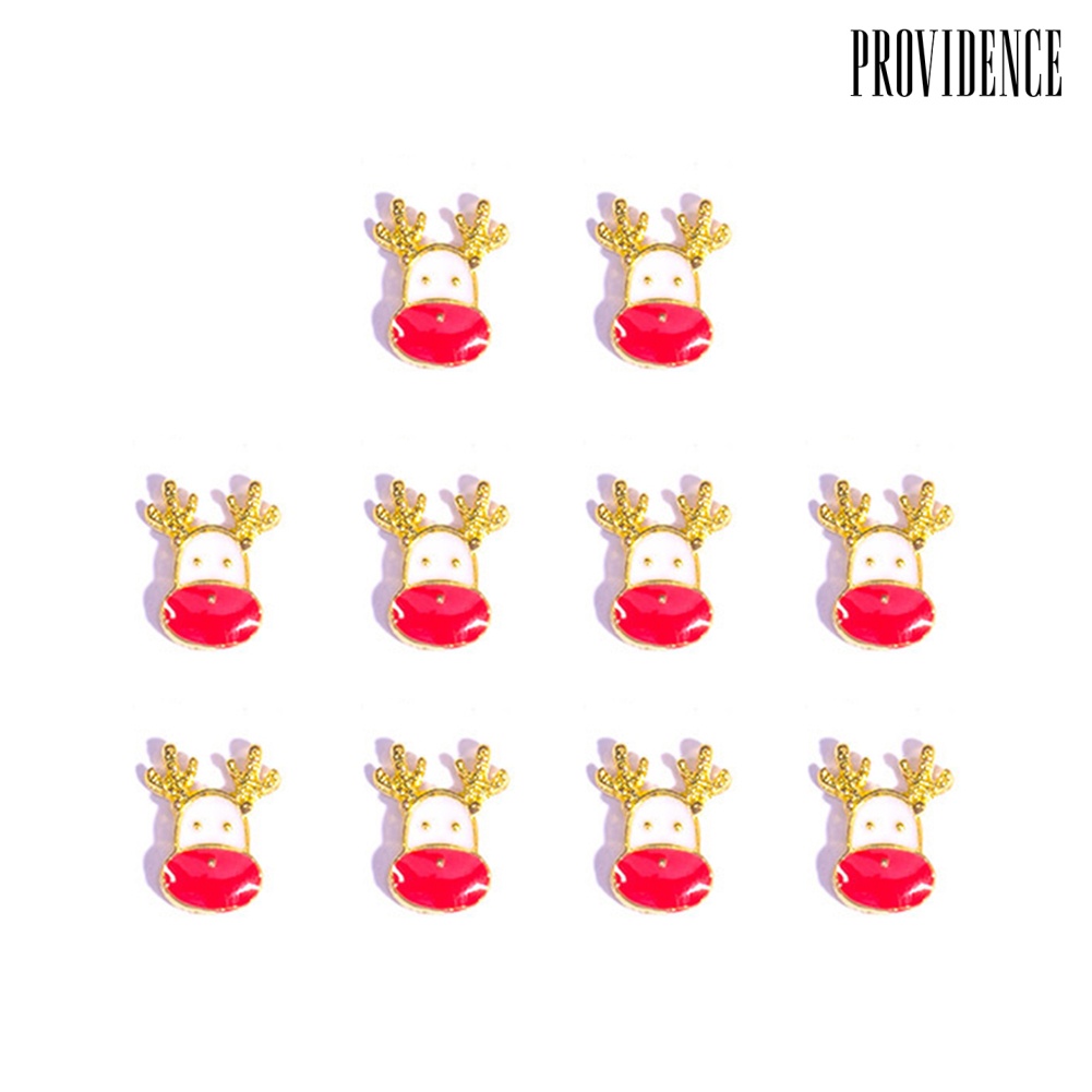 Providence 10pcs Christmas Santa Snowman Alloy Rhinestone Nail Art Stickers Manicure Decor