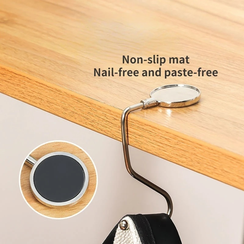 Kait Holder Penyimpanan Tas Portabel Model Lipat Bahan Stainless Steel Tahan Lama Serbaguna Untuk Meja