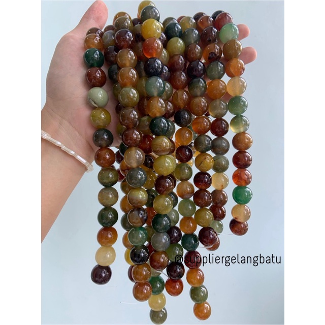 bahan manau madu 16mm kuning cokelat hijau natural renceng batu alam