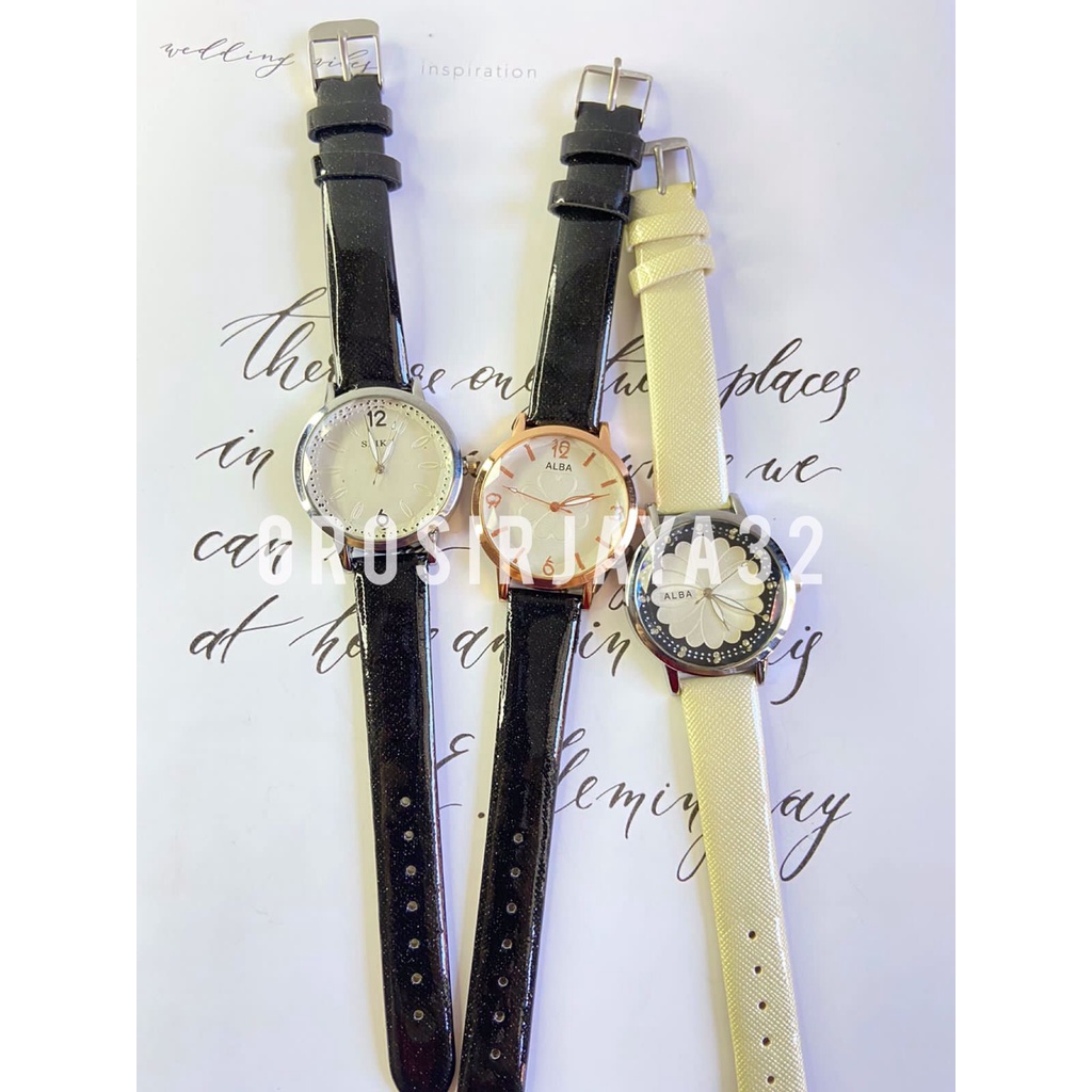 JAM TANGAN WANITA ALB SANDRINA STRAP KALEP SINTESIS PU ANALOG WATCH