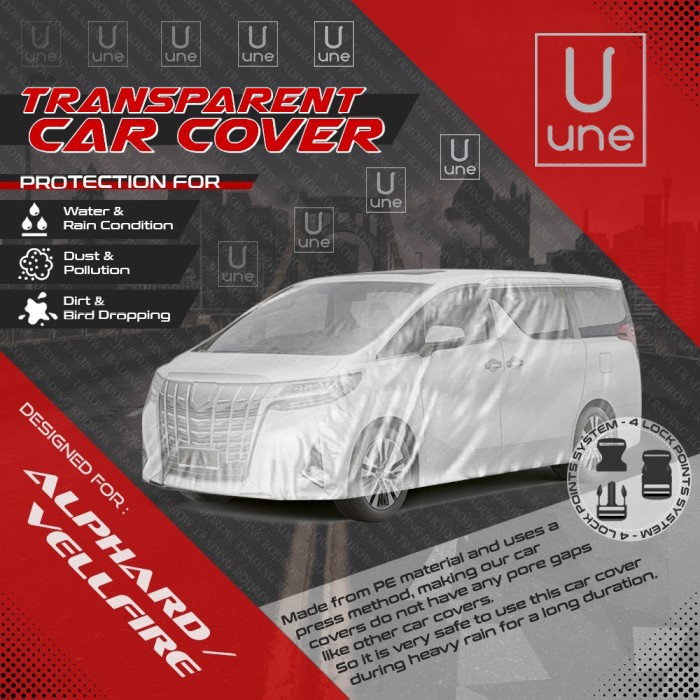 Cover Mobil Alphard Vellfire Plastik Transparan PE Waterproof