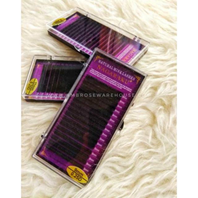 Nagaraku Eyelash Extension Single Size / 1 BOX 1 UKURAN PANJANG NAGARAKU C D