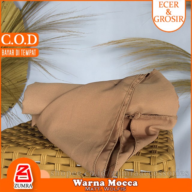 Pashmina Wolfis Super Jumbo 200 x 100 cm Pasmina Woolpeach Syari Premium Ala Malay Exclusive-Mocca